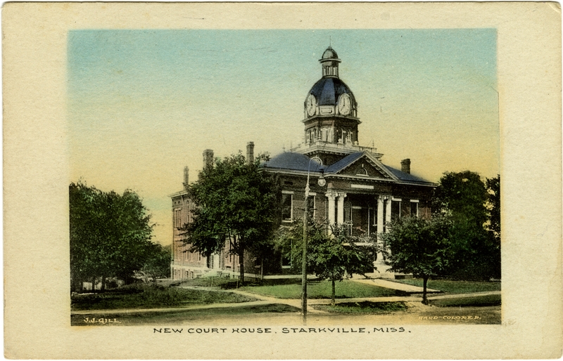 Historic postcard labeled New Court House, Starkville, Mississippi