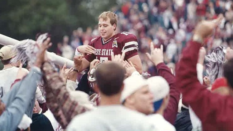 Brian Hazelwood celebrates his winning field goal against Arkansas in 1998